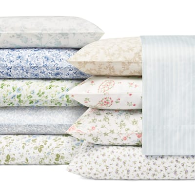 Laura Ashley Soft & Silky 300 Thread Count Sateen Cotton Sheet Set.