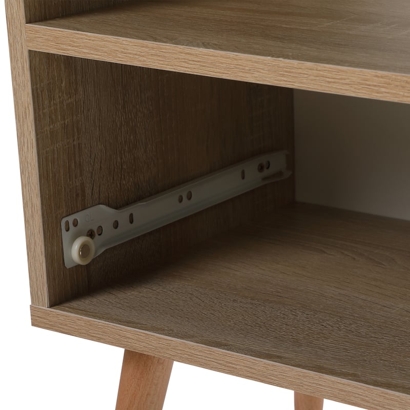 Wood Nightstand with Drawer and Shelf Set of 2