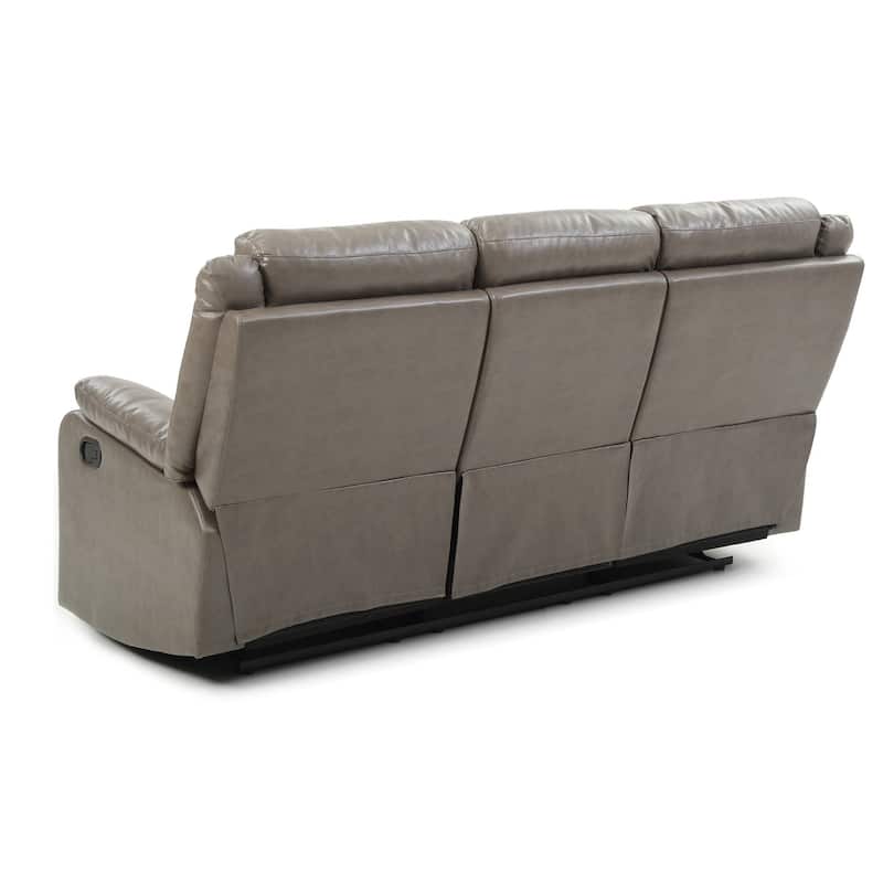 Faux leather 3-Seater Reclining Sofa with Pillow Top Arms - 76" - Gray
