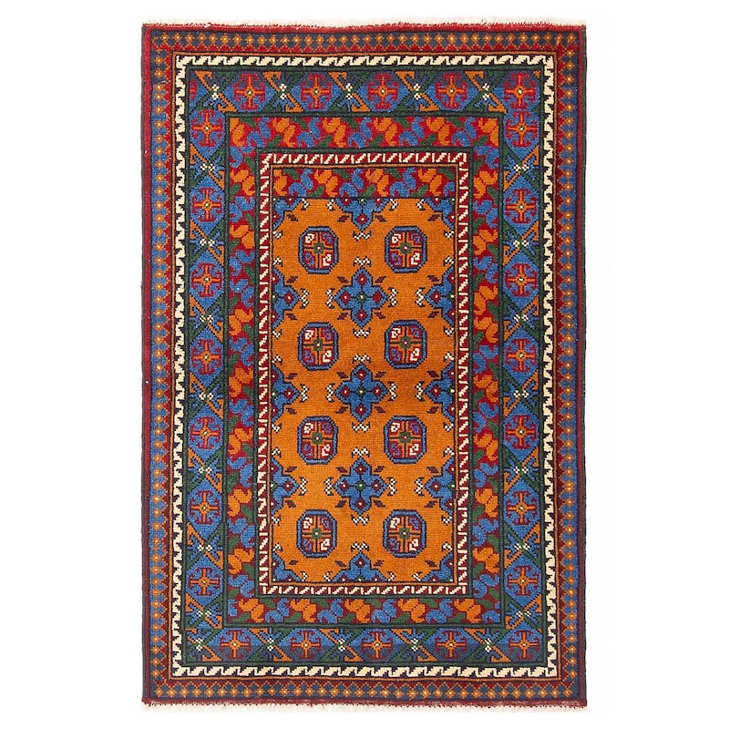 ECARPETGALLERY Hand-knotted Afghan Burnt Orange Wool Rug - 3'5 x 5'2 - Burnt Orange - 3'5 x 5'2