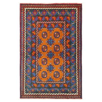 ECARPETGALLERY Hand-knotted Afghan Burnt Orange Wool Rug - 3'5 x 5'2