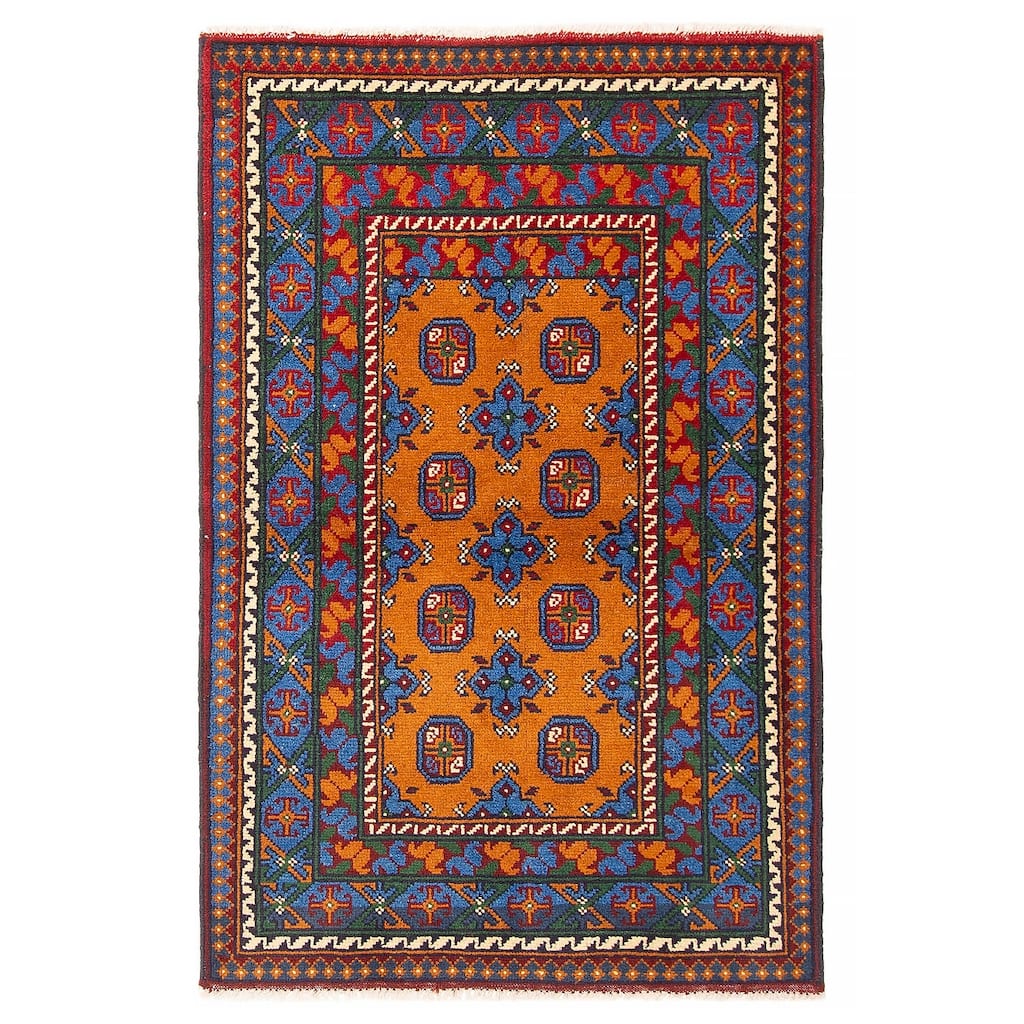 ECARPETGALLERY Hand-knotted Afghan Burnt Orange Wool Rug - 3'5 x 5'2