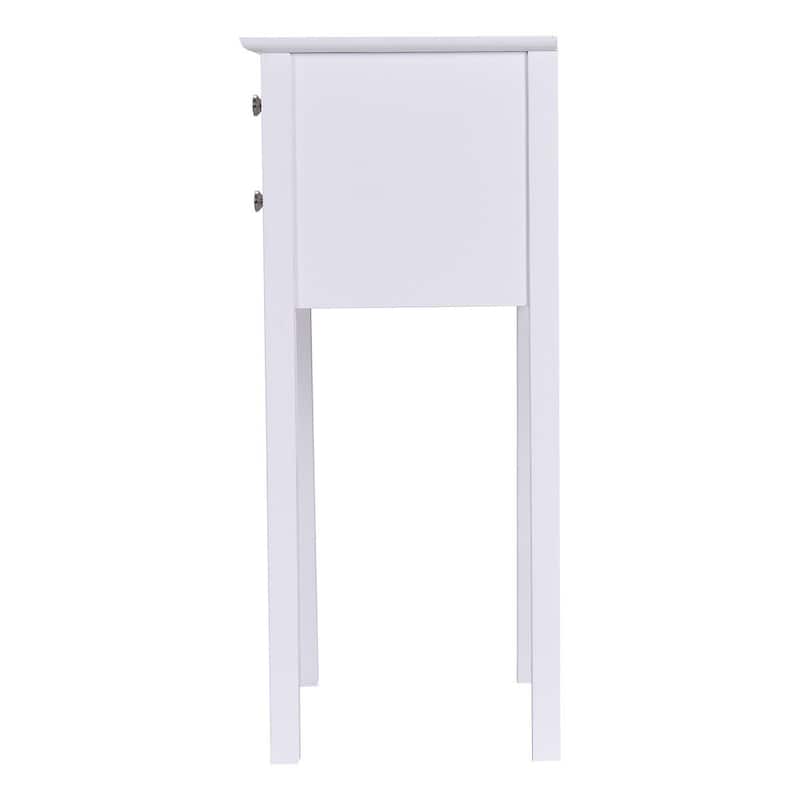 Side Table End Accent Table with 2 Drawers-White - 16.0" x 13.0" x 30.0" (L x W x H)