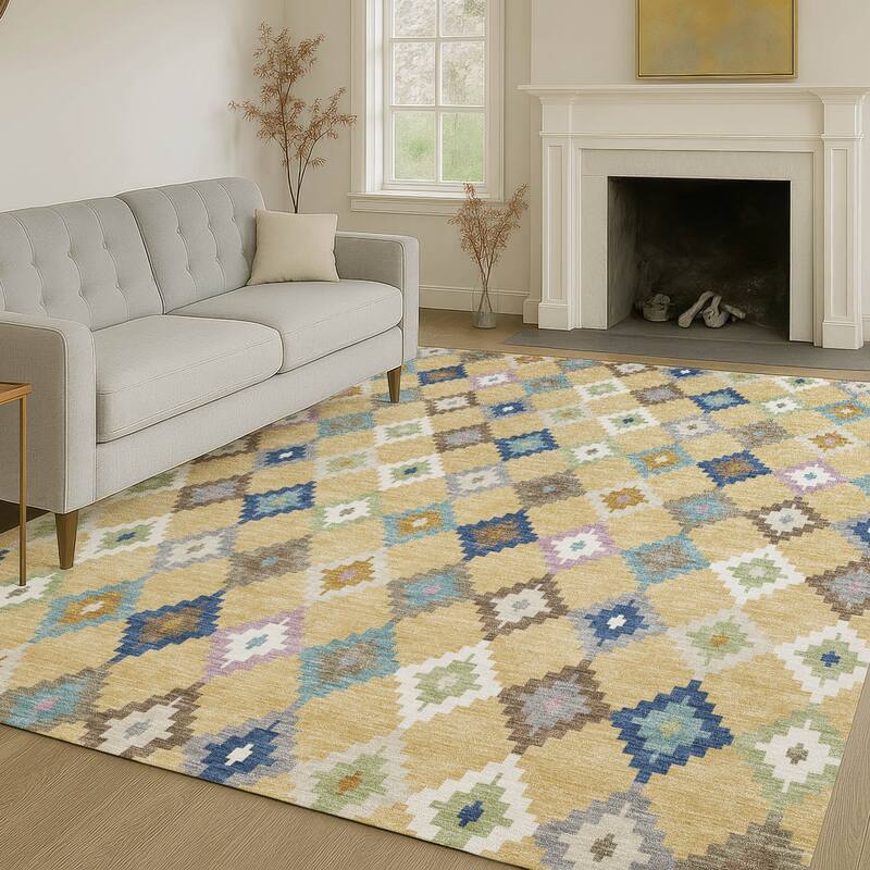 Machine Washable Indoor/ Outdoor Global Ahmet Chantille Rug