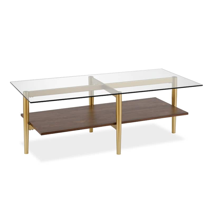 Otto 47" Wide Rectangular Coffee Table with MDF Shelf - 47" Wide - Gold - 47" Wide - Glass