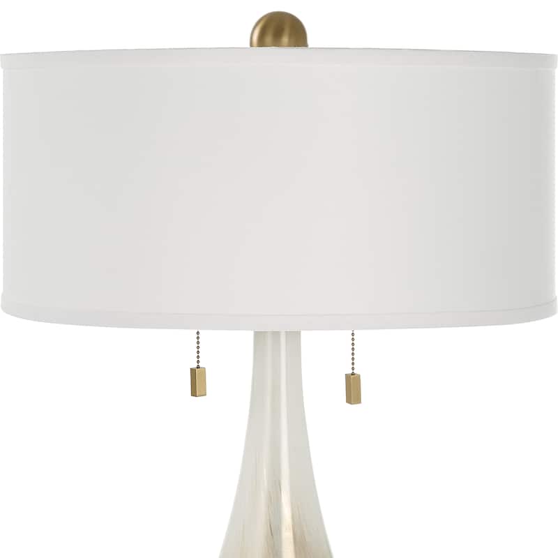 Uttermost Cardoni Bronze Glass Table Lamp - 32H, Shade 8H x 18 Dia in.