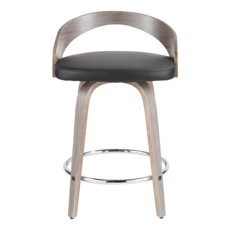 Carson Carrington Stavanger 24" Fixed-Height Counter Stool with Bent Wood Legs & Round Footrest (Set of 2)
