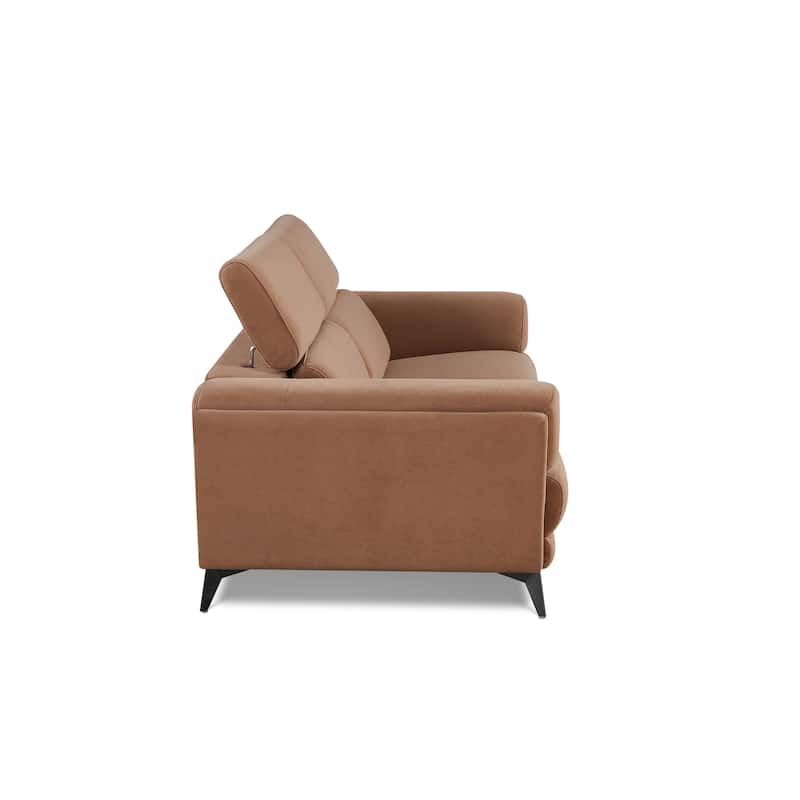 Contemporary Brown Living Room Sofa with Adjustable Headrest