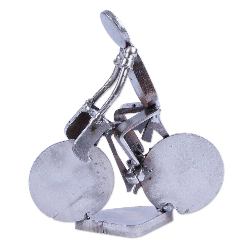 Novica Handmade Ecological Morning Recycled Scrap Metal Statuette