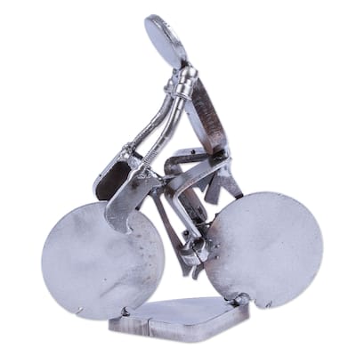 Novica Handmade Ecological Morning Recycled Scrap Metal Statuette