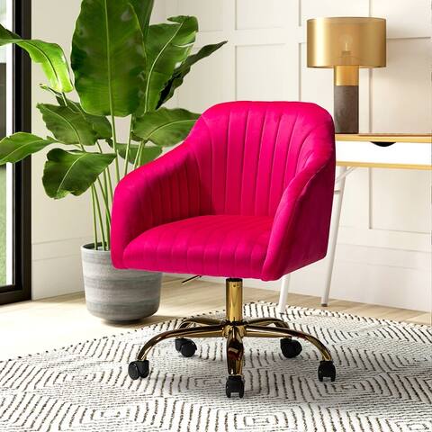 HULALA HOME Modern Upholstered Adjustable Swivel Office Chair