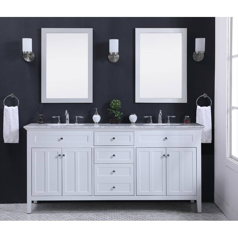 72" Double Bathroom Vanity - White
