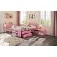 preview thumbnail 12 of 13, Twin Wood Platform Kids Bed with Removable Storage Shelves, 2-Built-In Drawers for Convenience and Space-Saving Design, Pink