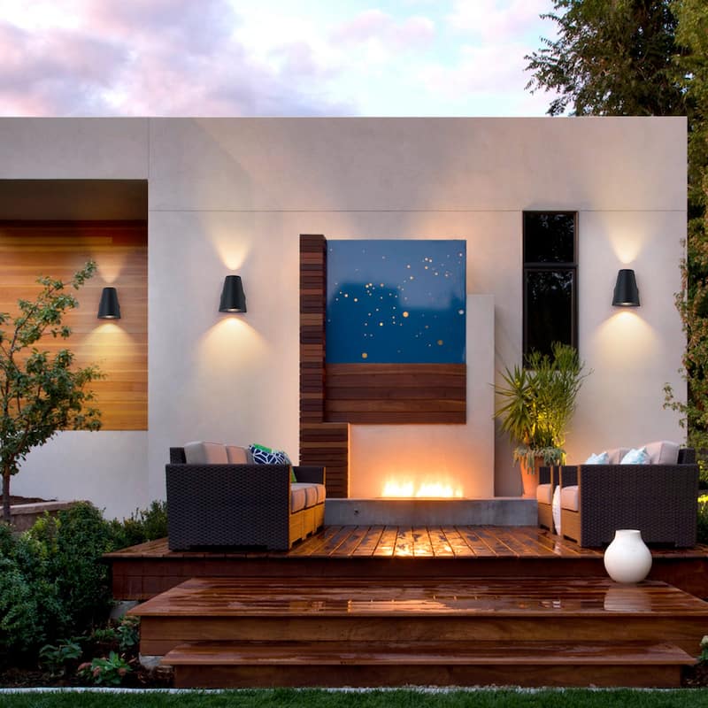 2-Light Outdoor Integrated LED Wall Sconce - H4.92" x W6.3"