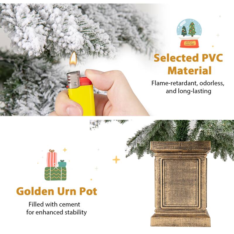 Gymax 6 ft Artificial Xmas Tree Hinged Christmas Tree w/ 589 Flocked - See Details