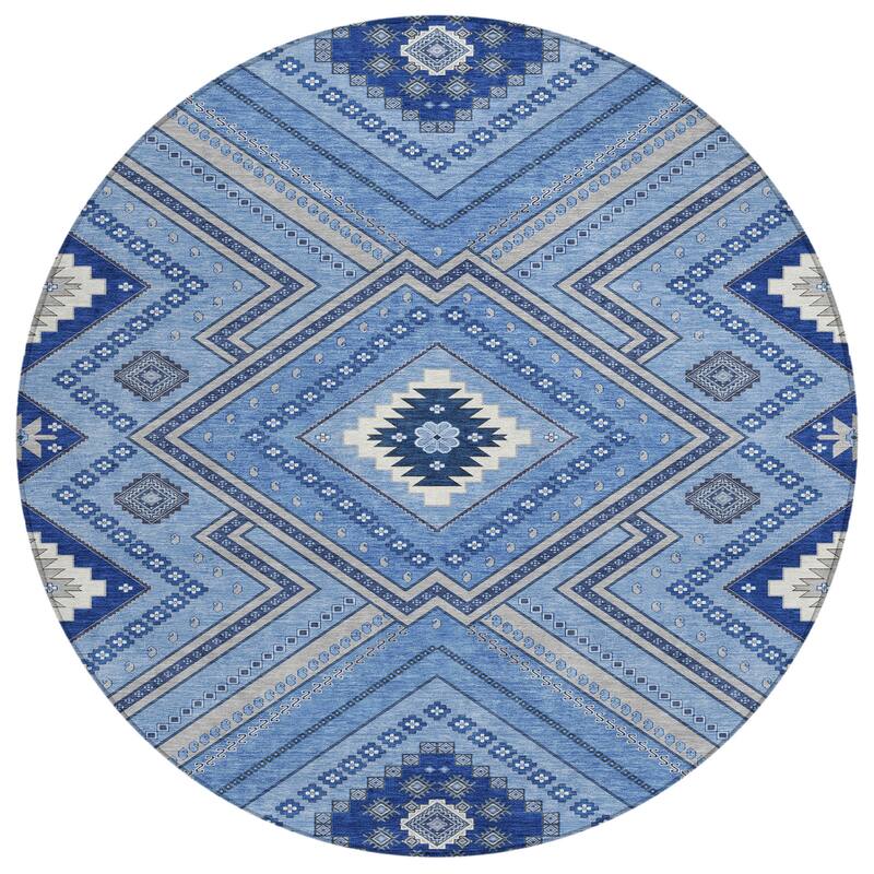 Machine Washable Indoor/ Outdoor Global Boho Chantille Rug