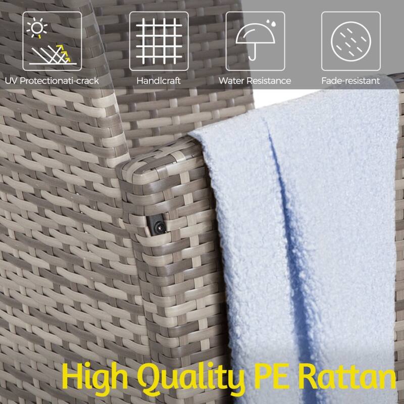 4-Piece Wicker Outdoor Sofa Set, 1 Loveseats, 2 Single Sofas, 1 Table