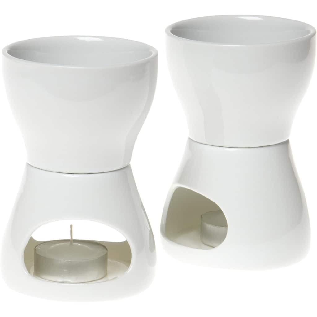 213 Porcelain Butter Warmer Set of 2 with Tea Lights, Dishwasher Safe