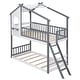 preview thumbnail 6 of 21, Playhouse Inspired Twin over Twin Wooden Bunk Bed with Roof, Window & Ladder