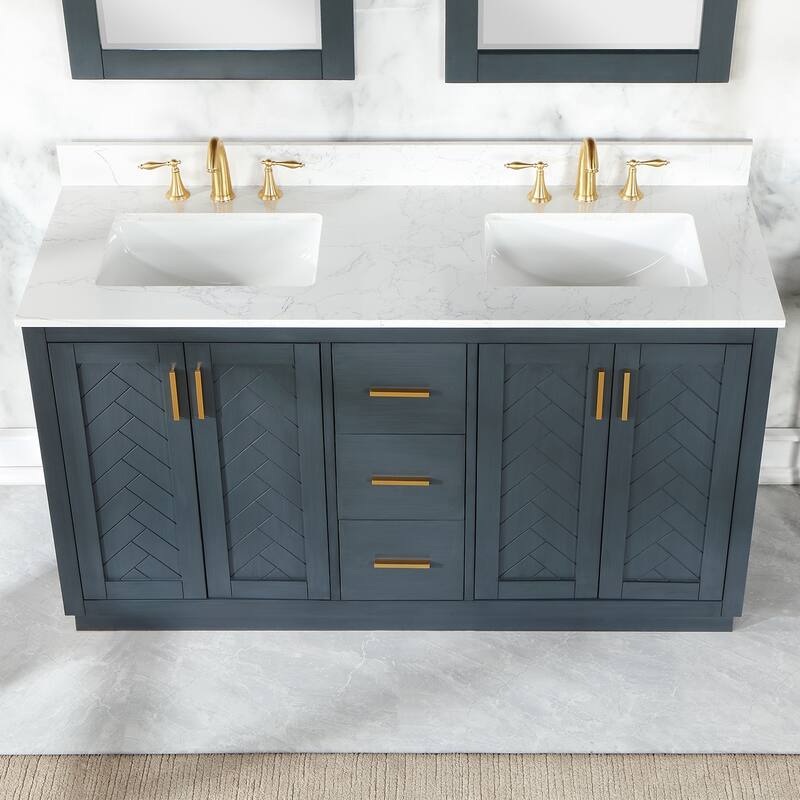 Altair Gazsi Bathroom Vanity with Composite Stone Countertop without Mirror