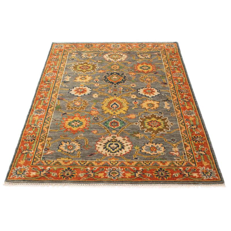 ECARPETGALLERY Hand-knotted Jules Serapi Dark Grey Wool Rug - 6'2 x 9'1