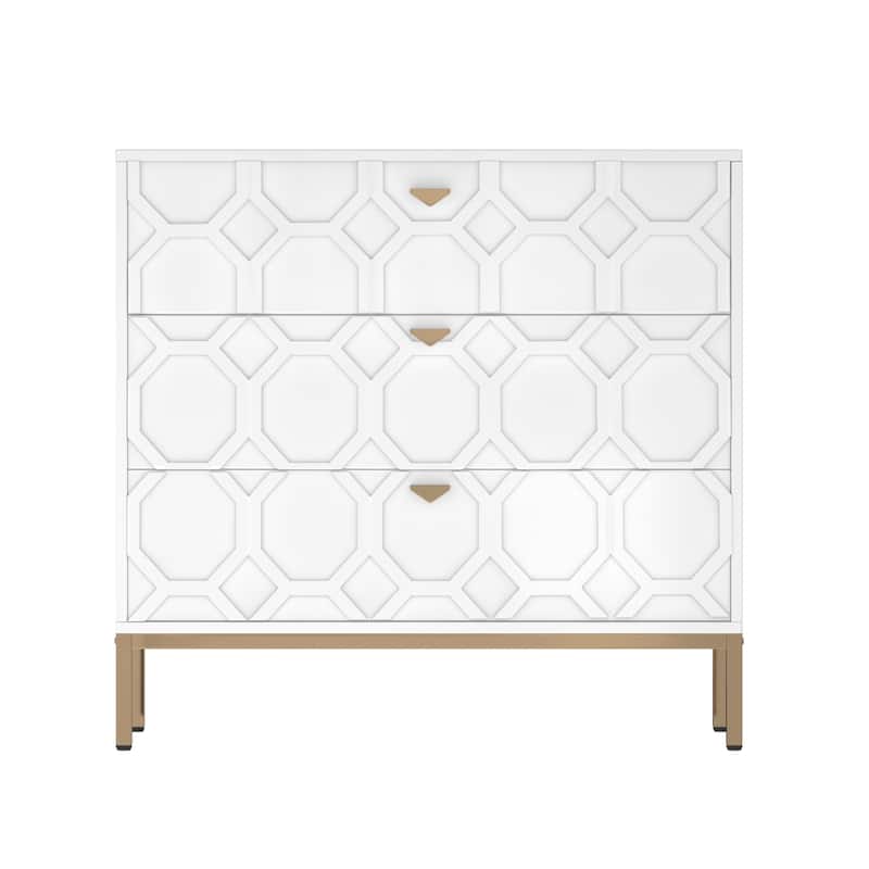 Clihome Modern Wooden Glossy 3-Drawer Storage Chest