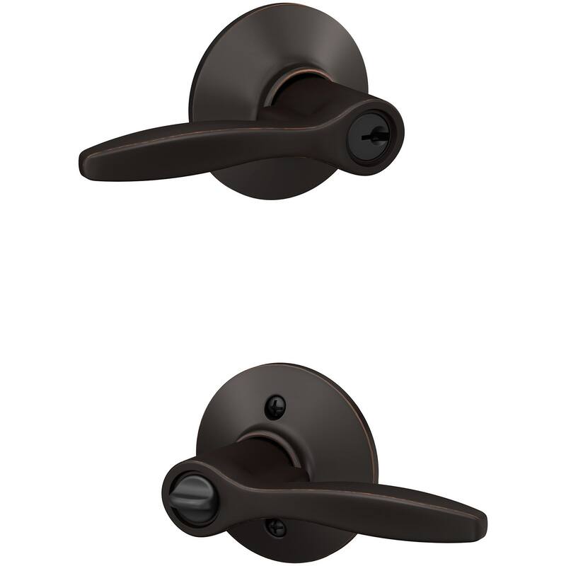 Schlage F51A-DEL Delfayo Single Cylinder Keyed Entry Door Lever Set - Aged Bronze