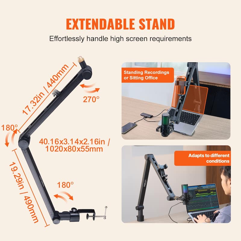 Desk-Mounted Microphone Arm with Blue Yeti, Hyperx Quadcast, and More