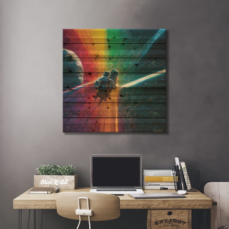 Multi Rainbow - Astro Cruise Print On Wood by Ben Heine - Multi-Color