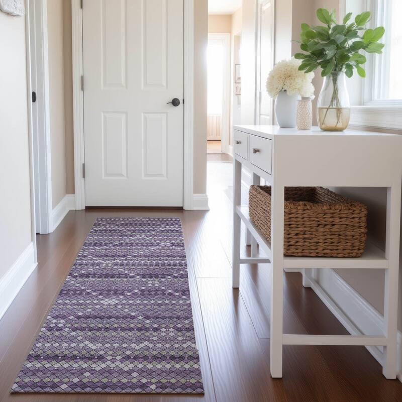Premium Washable Super Soft Trellis Ombre Mayfield Rug - Purple - 2'3" x 7'6"