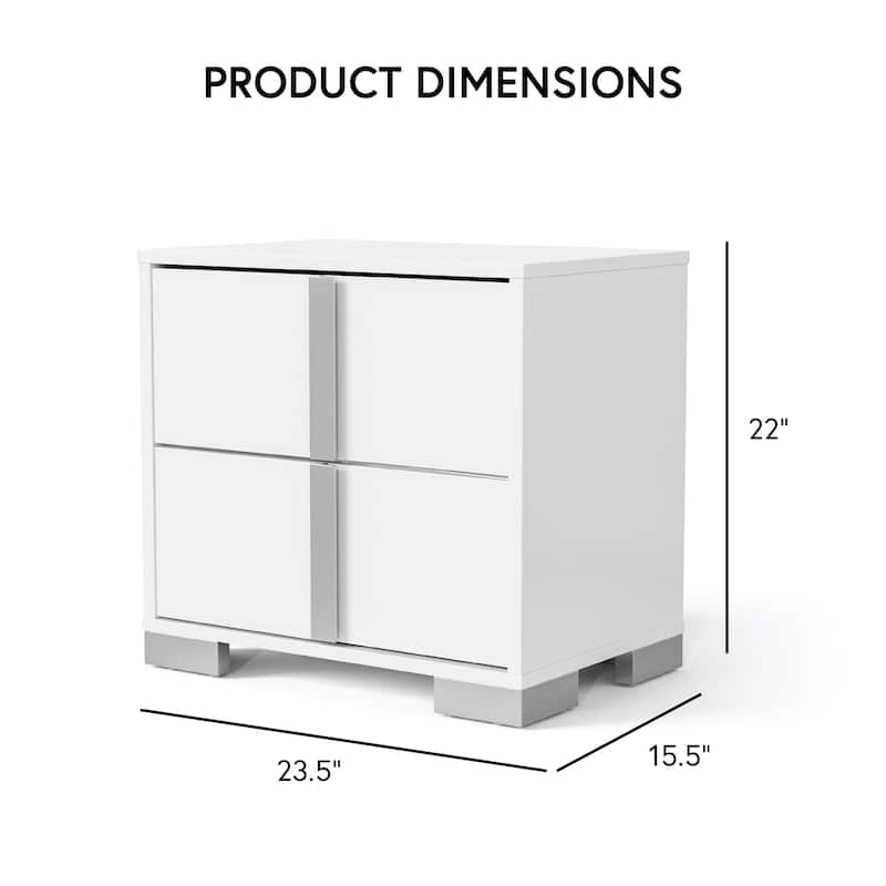 Furniture of America Erina Modern Glossy 2-Drawer Nightstand