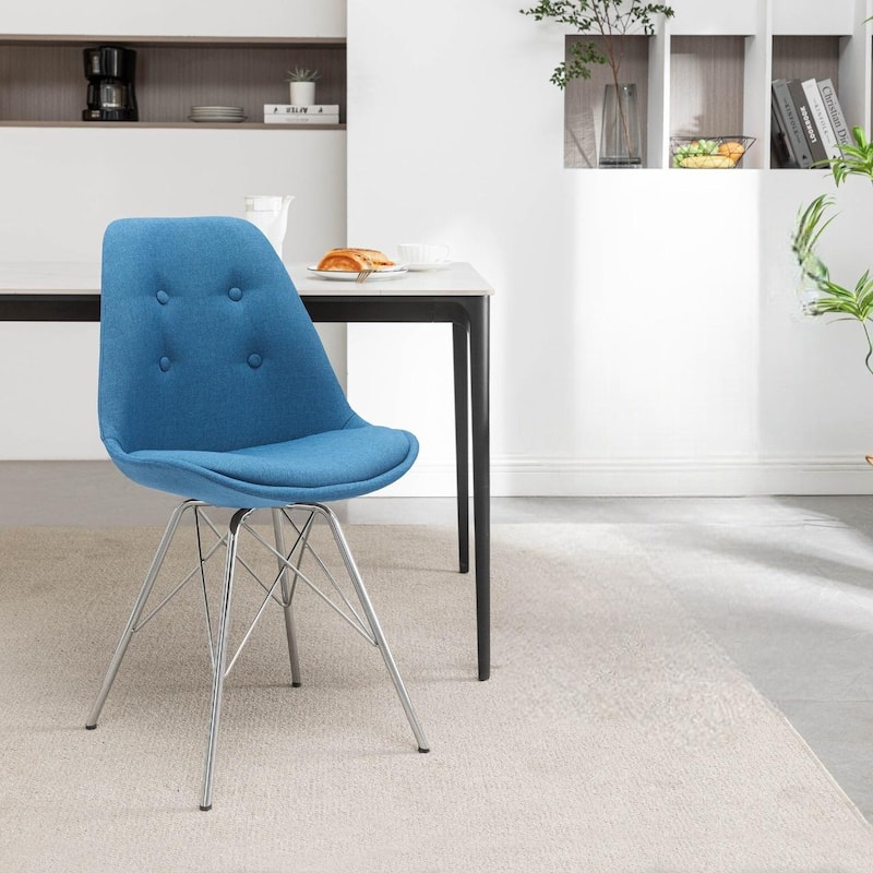 Porthos Home Upholstered Dining Chair with Chrome Metal Legs