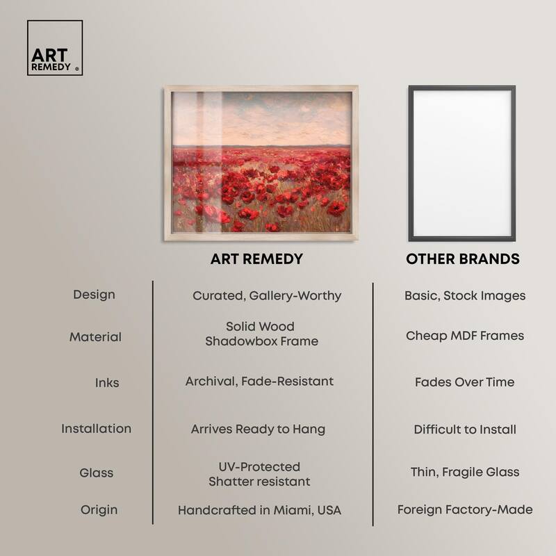 Sea of Red Poppies I Shadowbox by Art Remedy