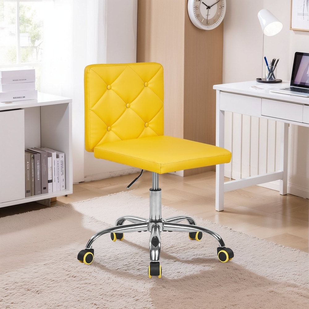 Javlergo Armless Office Desk Chair PU Leather Mid-Back Adjustable Height 360° Rolling Swivel 10 Colors Available Office Chair