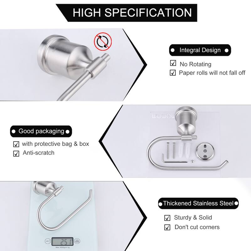 WOWOW Wall-Mounted Stainless Steel Bathroom Toilet Paper Holder