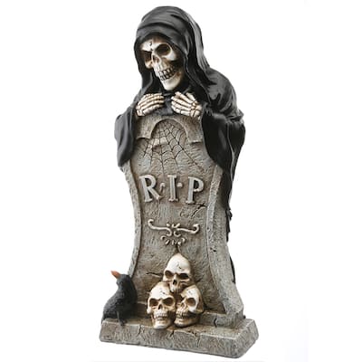 National Tree Company Halloween Skeleton Behind a Tombstone Decoration, 12 Inches