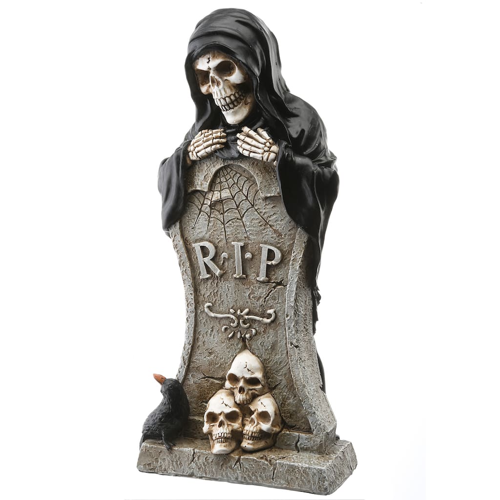 National Tree Company Halloween Skeleton Behind a Tombstone Decoration, 12 Inches