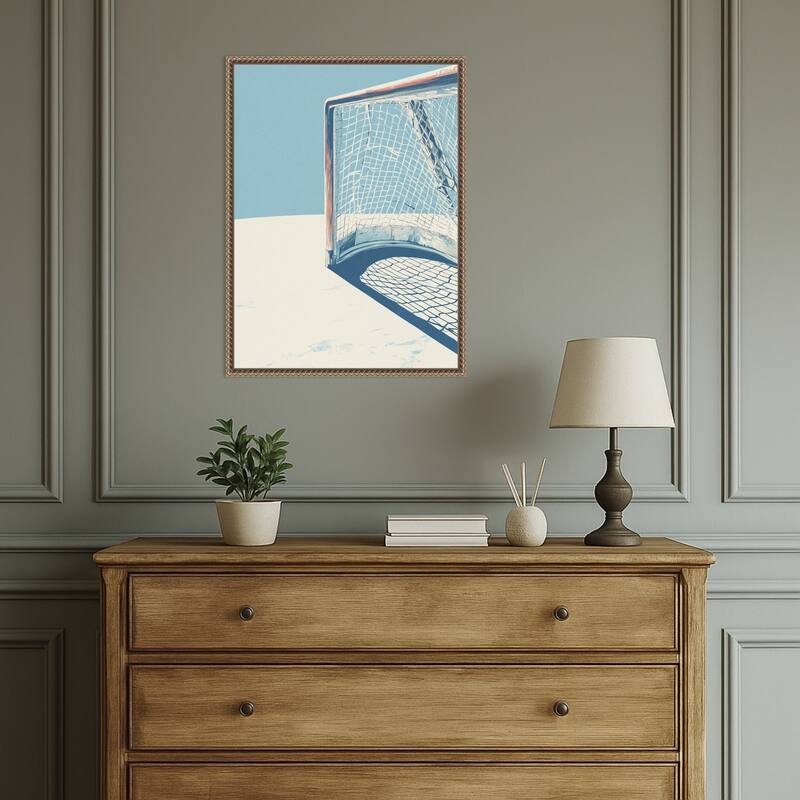Ice Hockey Goal by Andreas Magnusson (18 x 24 in.), Framed Canvas Wall Art Print