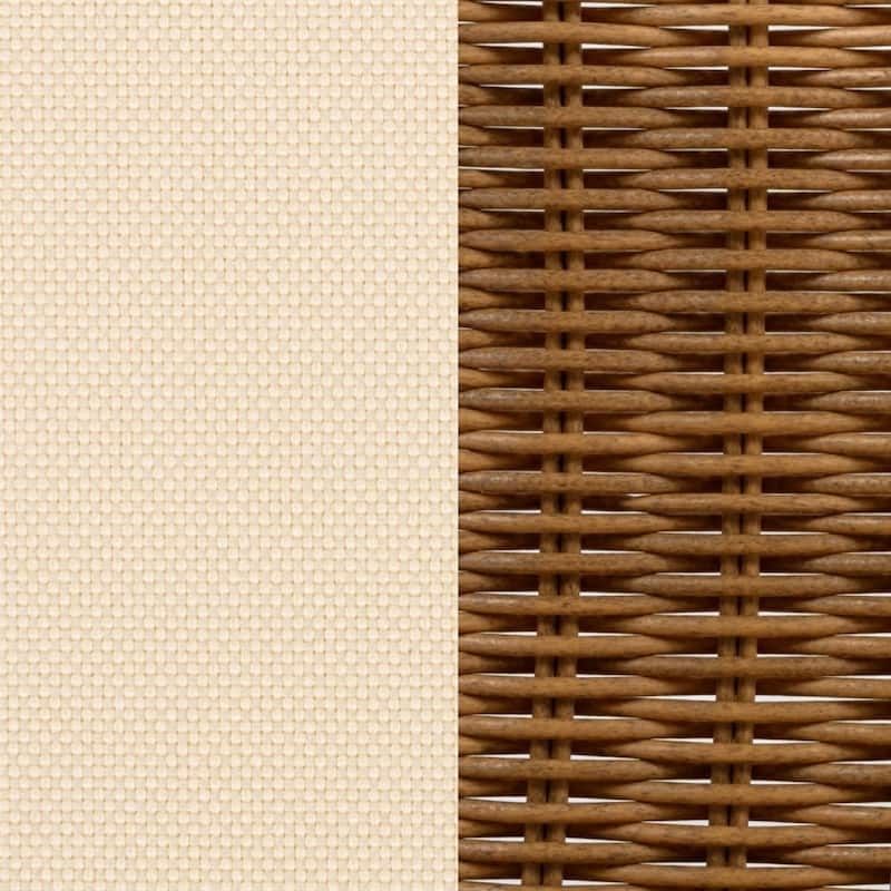 Set of 2 Outdoor Acacia Wood and Wicker Dining Chairs with Cushions