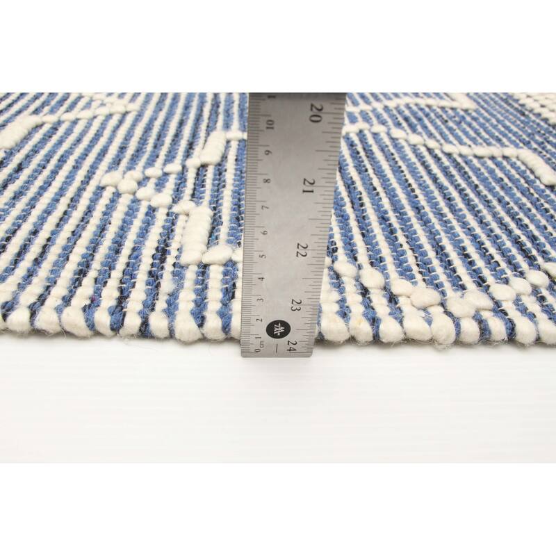ECARPETGALLERY Braid weave Sienna Navy Wool Rug - 4'11 x 7'11