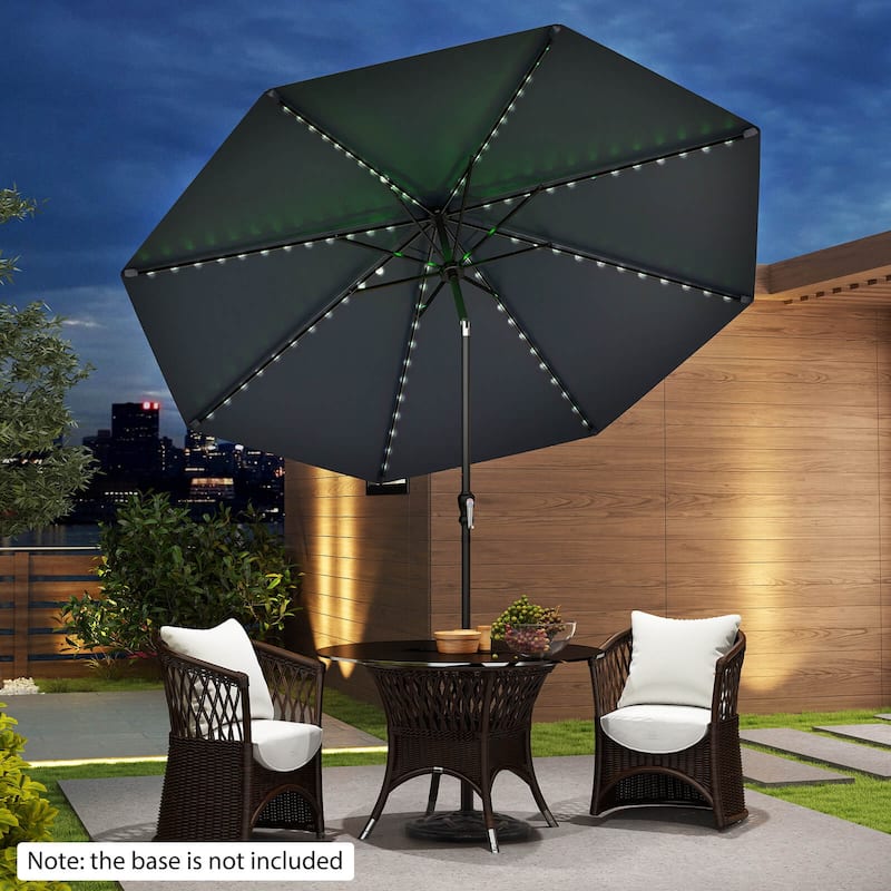 Costway 10 FT Solar Patio Umbrella with 96 LED Lights 35° Adjustable