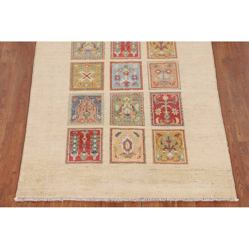 Garden Design Kazak Accent Rug Hand-Knotted Traditional Wool Carpet - 3'5" x 4'9"
