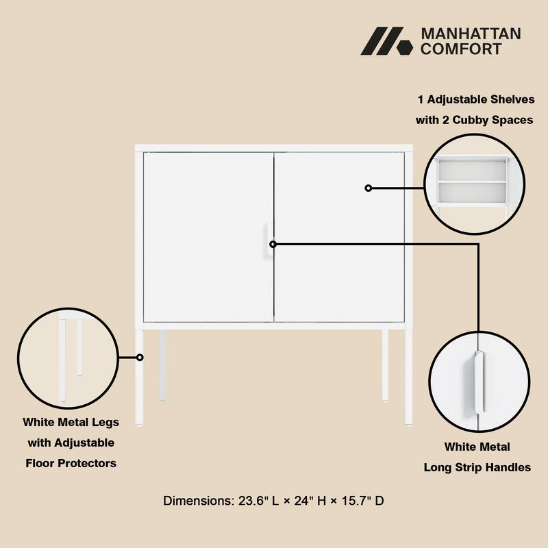 Manhattan Comfort Ava 24" Metal Accent Cabinet
