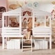 preview thumbnail 5 of 29, Twin Size Low Loft Wood House Bed with Two Drawers, White