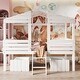 preview thumbnail 2 of 26, Wood Twin Size House-shaped Low Loft with Two Drawers, Ladder and Guardrail