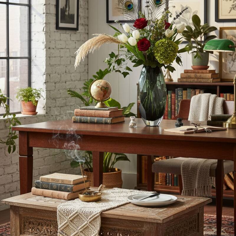 Aria Home Smoky Gray Cut Glass Vase Art Deco Geometric Design Décor