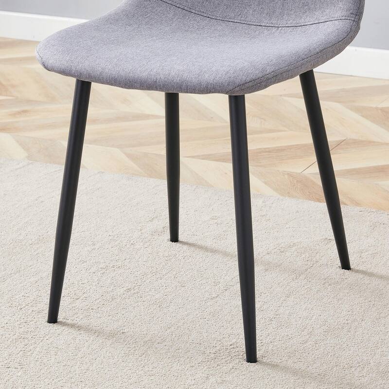 Set of 4, Linen-Cotton Material High Resilience Dining Chair with Metal Legs