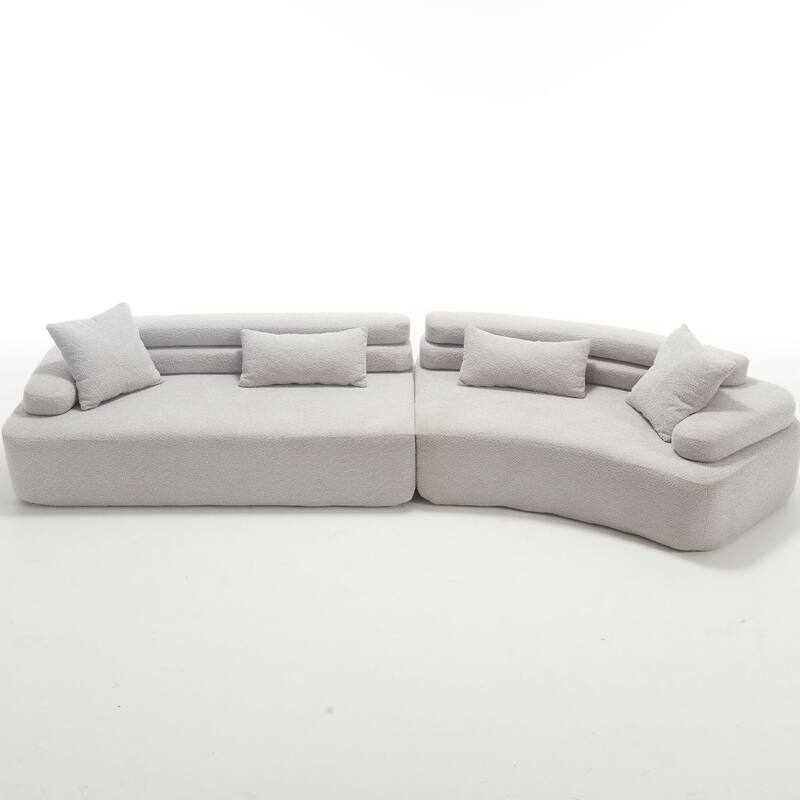 Indoor Foam Sleeper Sofa Bed with Double Backrest and Round Armrests for Living Room or Bedroom