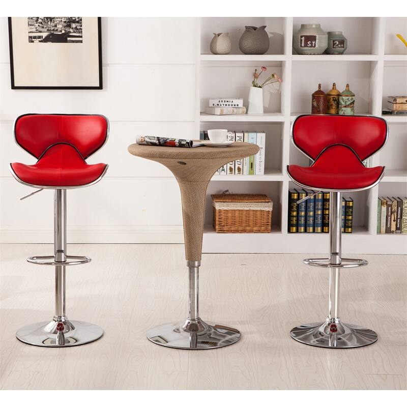 Upholstery Adjustable Swivel Barstool w/ Chrome Base (Set of 2)