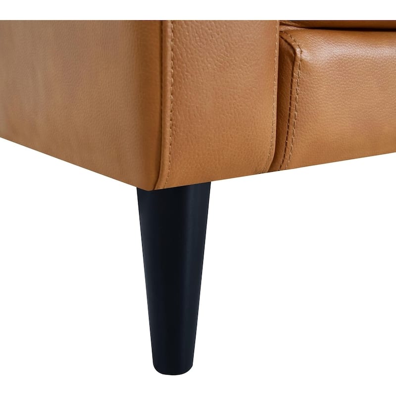 Marisa Genuine Oversized Mid-Century Leather Sofa, Wooden Legs Sectional Sofa, Superior Comfort for Living Room